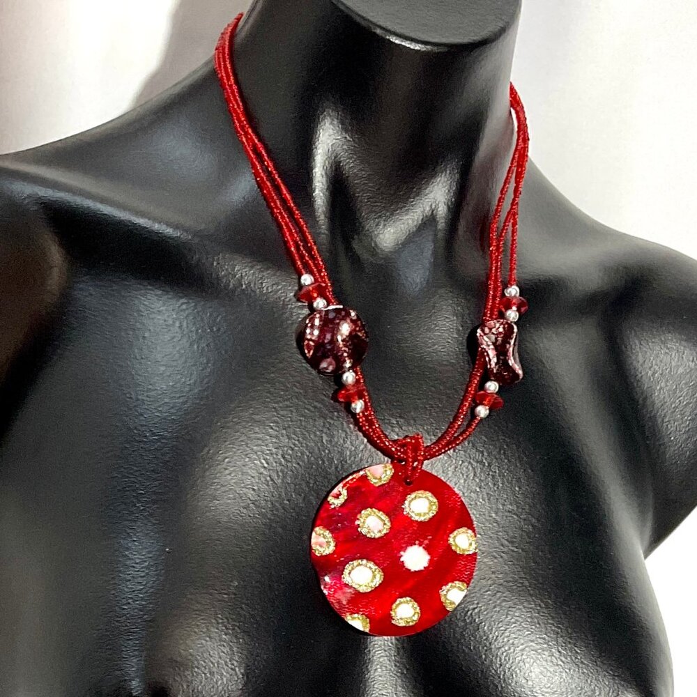 Red Statement Necklace 18 1/2"